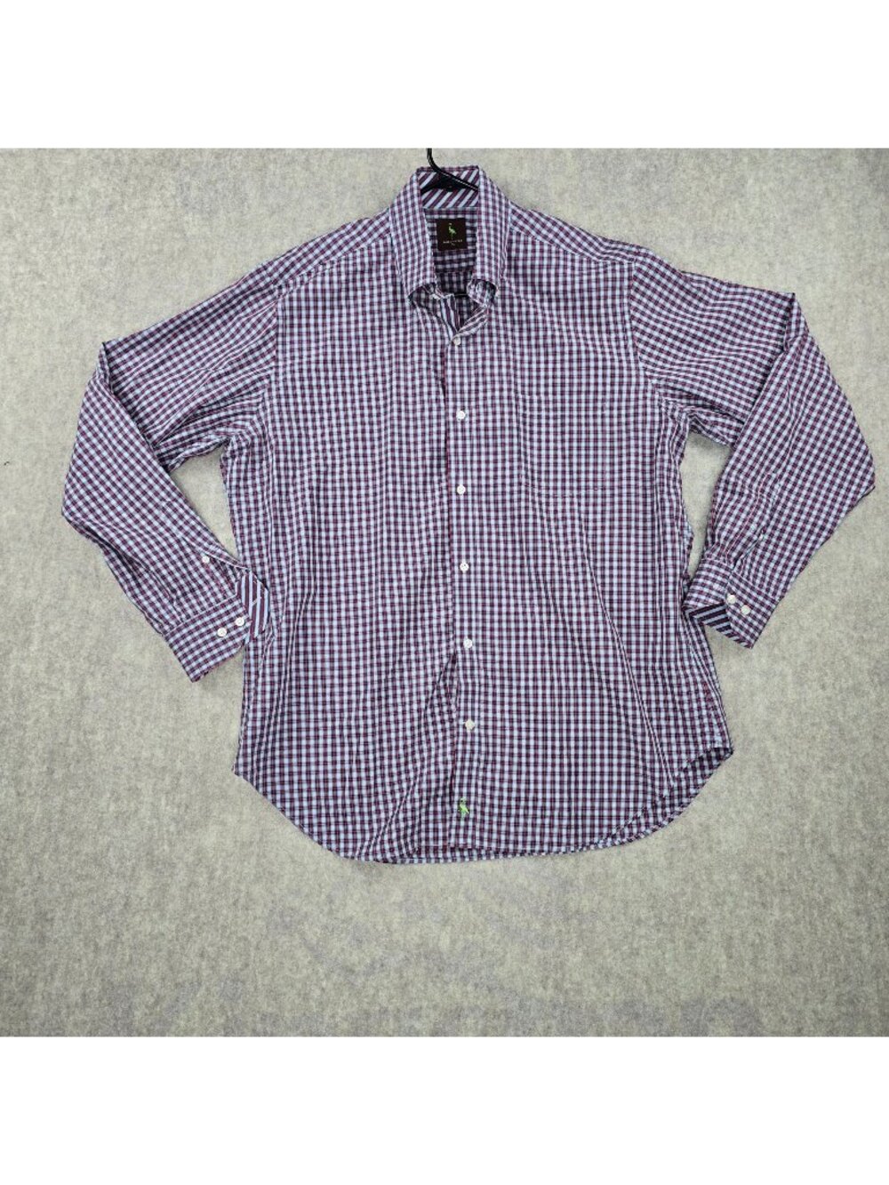 Tailorbyrd Men's Button-Down Burgundy & White Plaid Shirt XL 100% Cotton